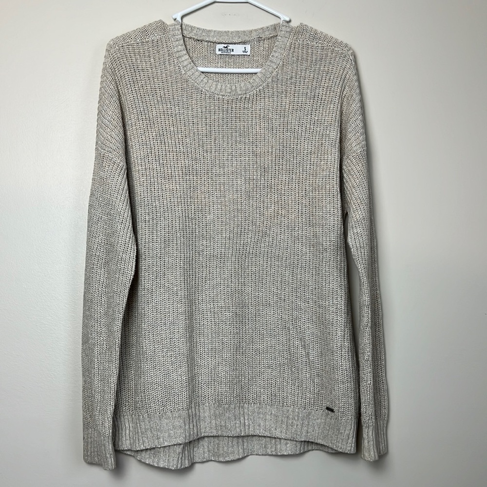 Hollister Beige Oatmeal Crewneck Knit Sweater Size S